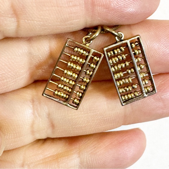 Bronze Abacus Pendant Italy 925 Necklace Vintage - Picture 4 of 13